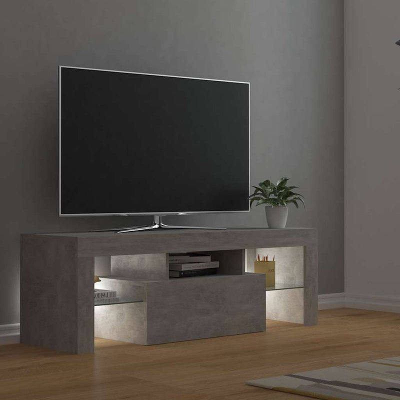 Comodă TV cu lumini LED, gri beton, 120x35x40 cm