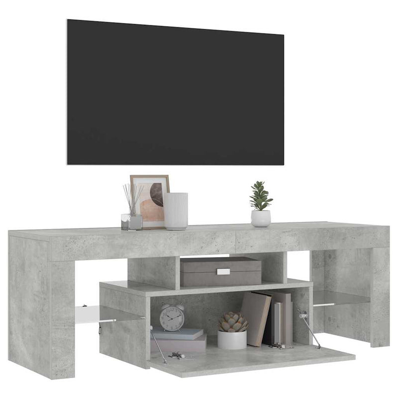 Comodă TV cu lumini LED, gri beton, 120x35x40 cm