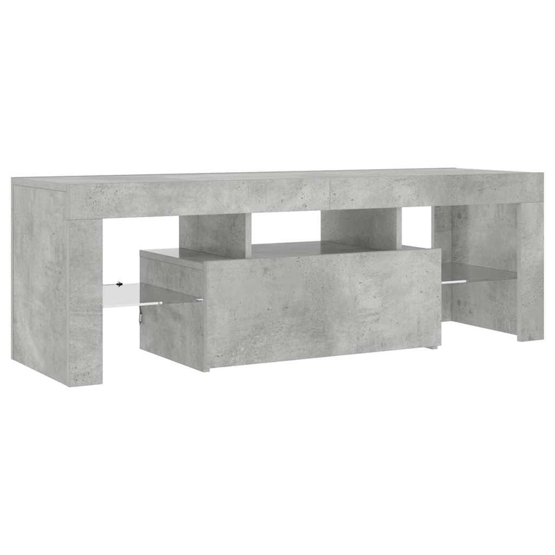 Comodă TV cu lumini LED, gri beton, 120x35x40 cm