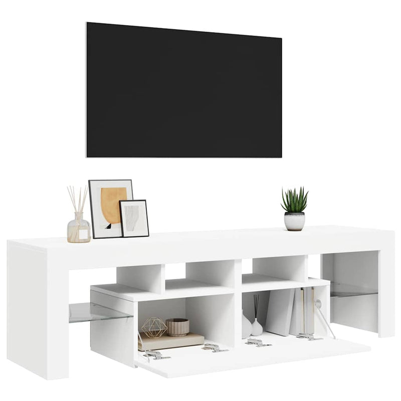 Comodă TV cu lumini LED, alb, 140x36,5x40 cm