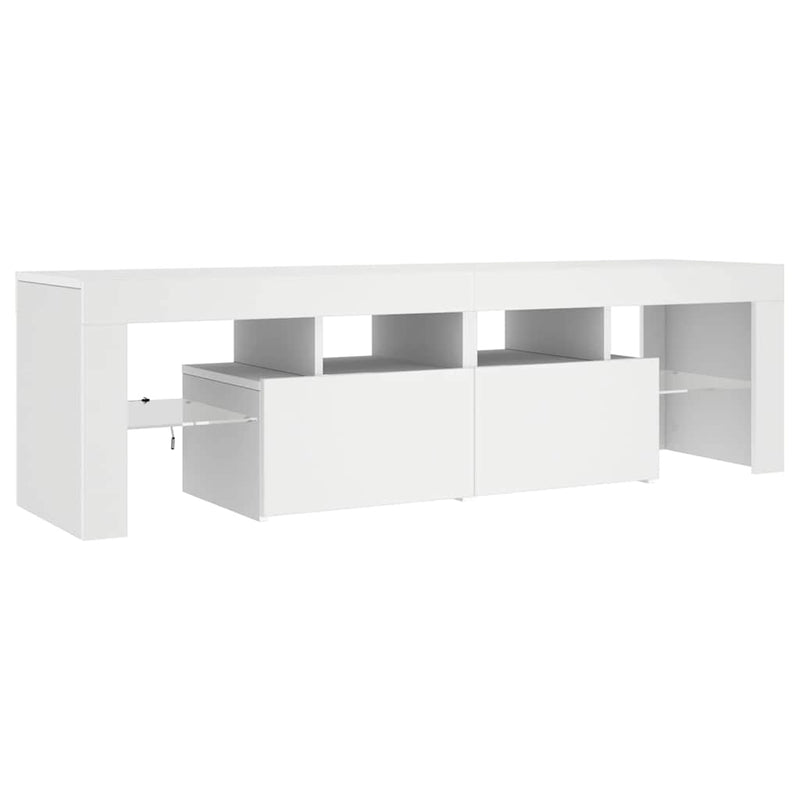 Comodă TV cu lumini LED, alb, 140x36,5x40 cm
