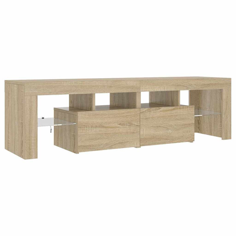 Comodă TV cu lumini LED, stejar sonoma, 140x36,5x40 cm