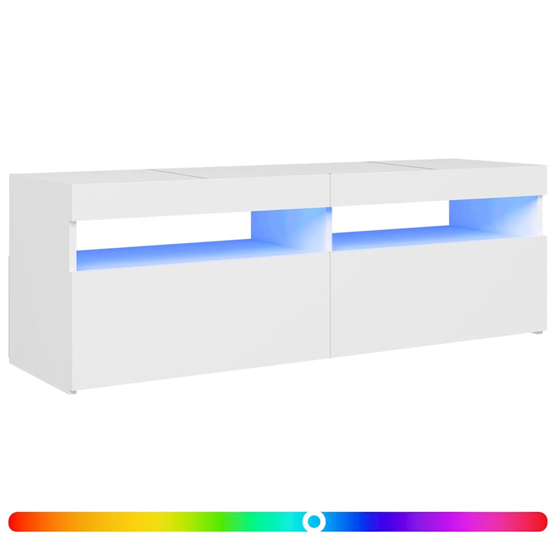 Comodă TV cu lumini LED, alb, 120x35x40 cm