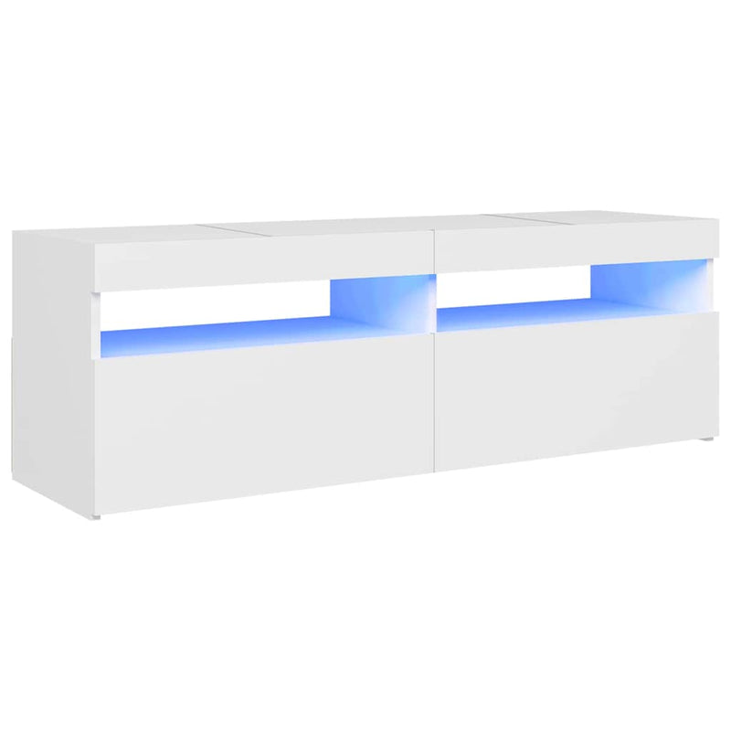 Comodă TV cu lumini LED, alb, 120x35x40 cm
