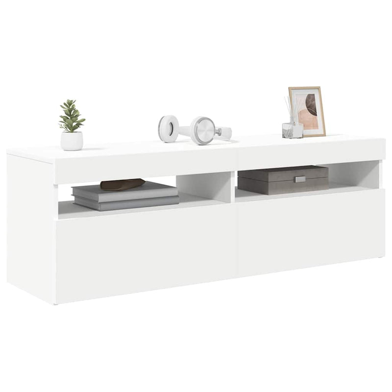 Comodă TV cu lumini LED, alb, 120x35x40 cm
