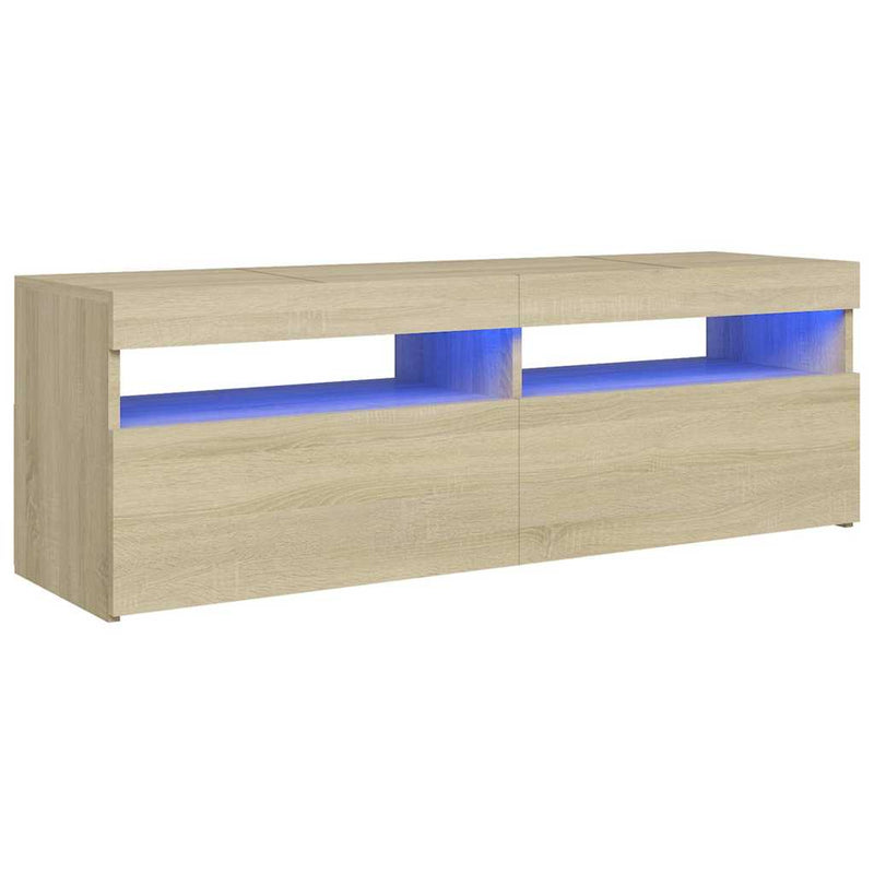 Comodă TV cu lumini LED, stejar Sonoma, 120x35x40 cm