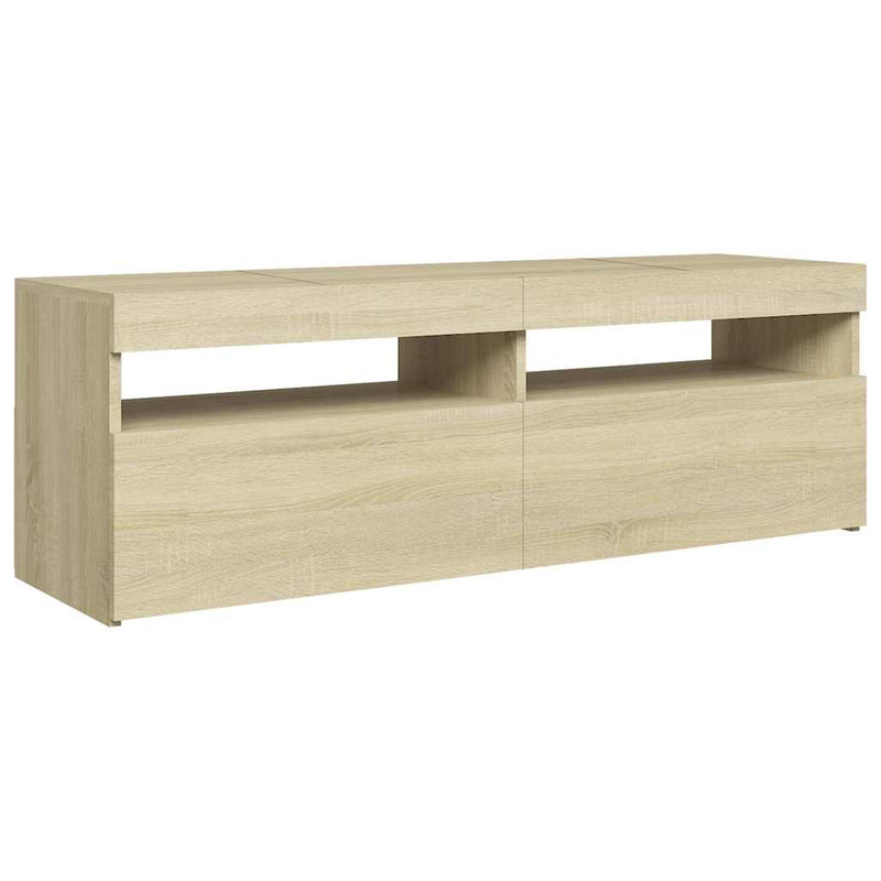 Comodă TV cu lumini LED, stejar Sonoma, 120x35x40 cm
