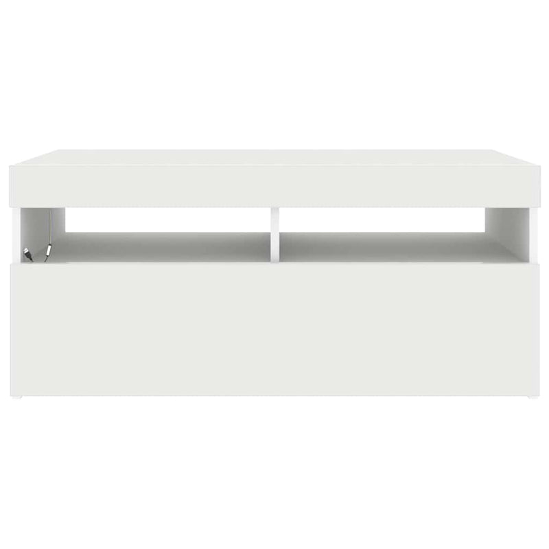 Comodă TV cu lumini LED, alb, 90x35x40 cm
