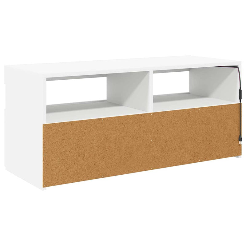 Comodă TV cu lumini LED, alb, 90x35x40 cm