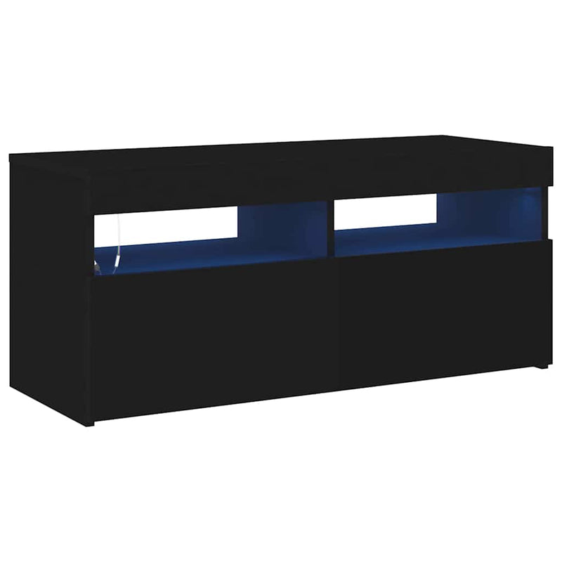 Comodă TV cu lumini LED, negru, 90x35x40 cm