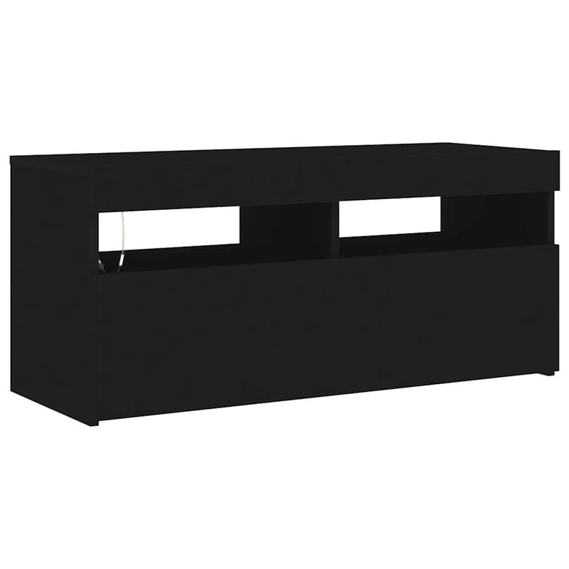 Comodă TV cu lumini LED, negru, 90x35x40 cm
