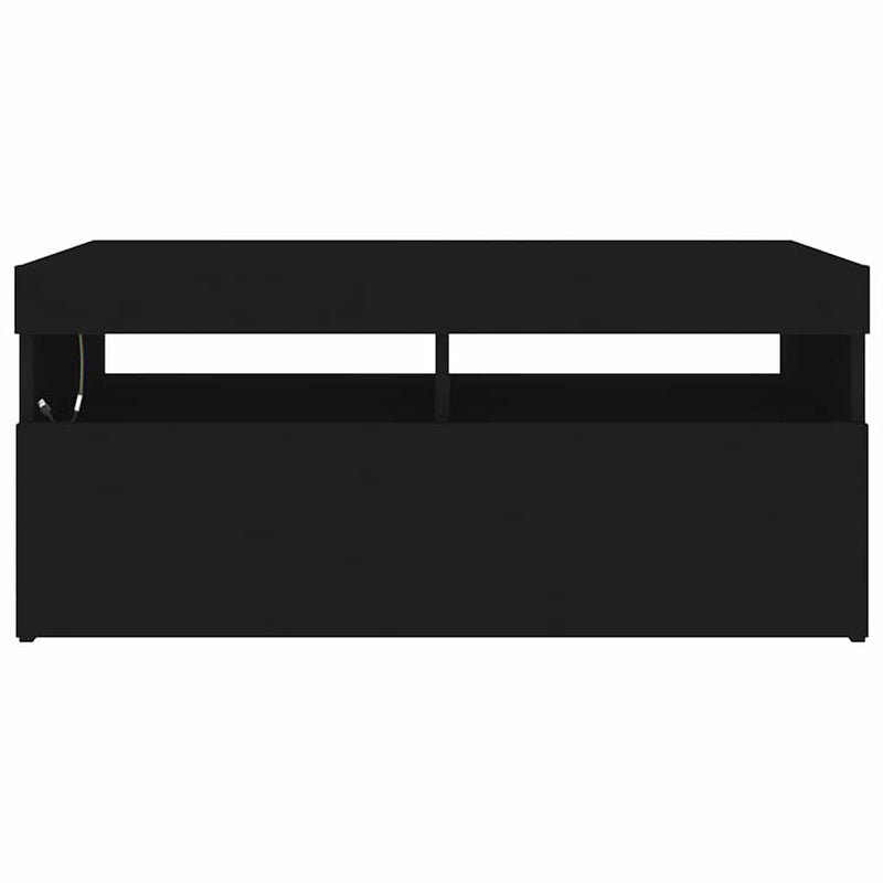 Comodă TV cu lumini LED, negru, 90x35x40 cm