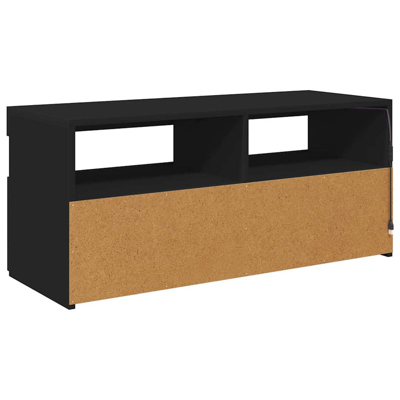 Comodă TV cu lumini LED, negru, 90x35x40 cm