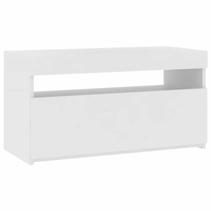 Comodă TV cu lumini LED, alb, 75x35x40 cm