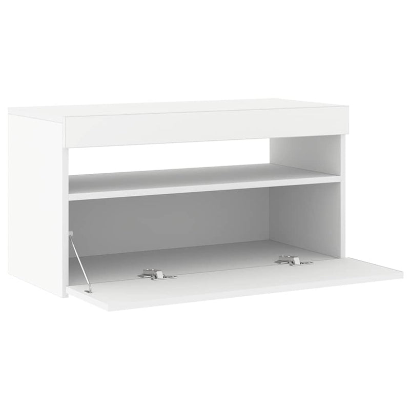 Comodă TV cu lumini LED, alb, 75x35x40 cm