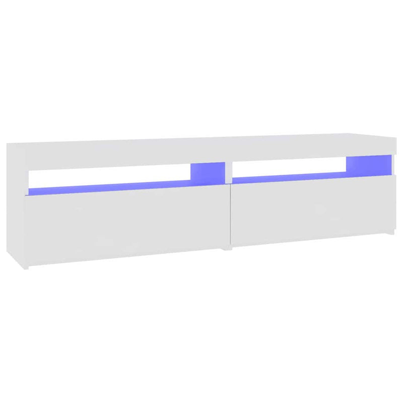 Comode TV cu lumini LED, 2 buc., alb, 75x35x40 cm