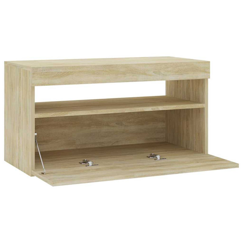 Comodă TV cu lumini LED, stejar sonoma, 75x35x40 cm