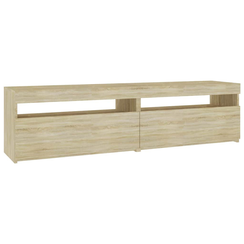 Comode TV cu lumini LED, 2 buc., stejar sonoma, 75x35x40 cm