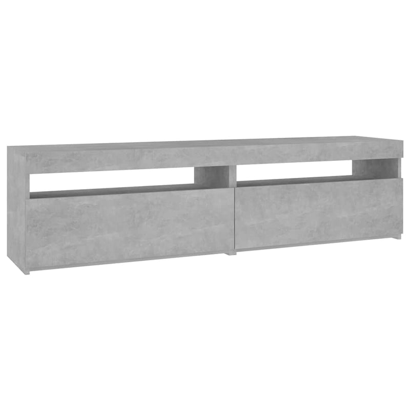 Comode TV cu lumini LED, 2 buc., gri beton, 75x35x40 cm