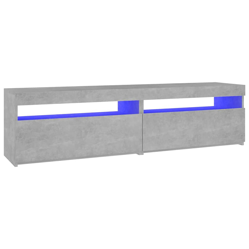 Comode TV cu lumini LED, 2 buc., gri beton, 75x35x40 cm