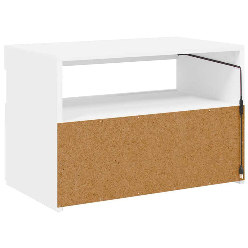 Comodă TV cu lumini LED, alb, 60x35x40 cm