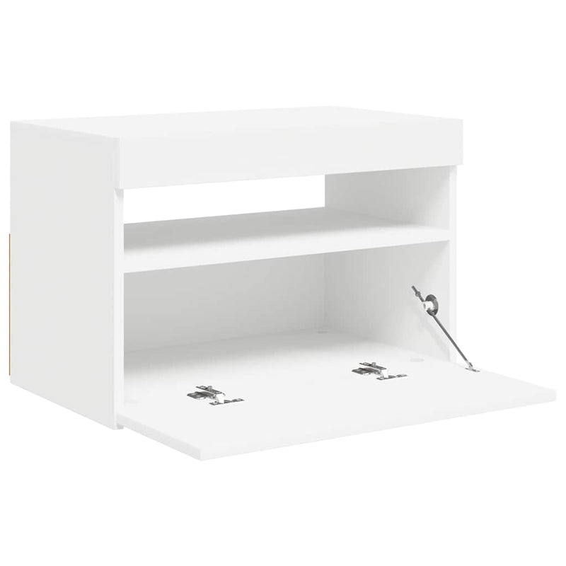 Comodă TV cu lumini LED, alb, 60x35x40 cm
