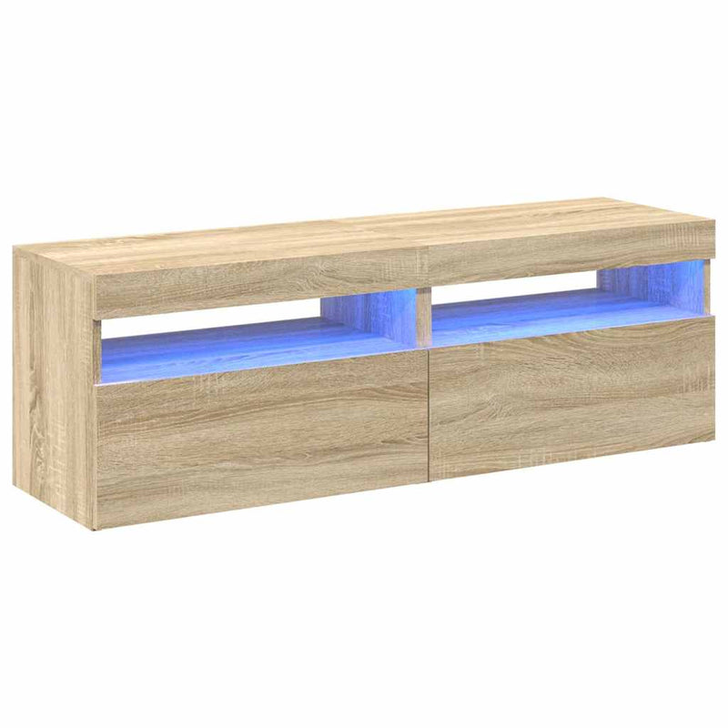 Comode TV cu lumini LED, 2 buc., stejar Sonoma, 60x35x40 cm