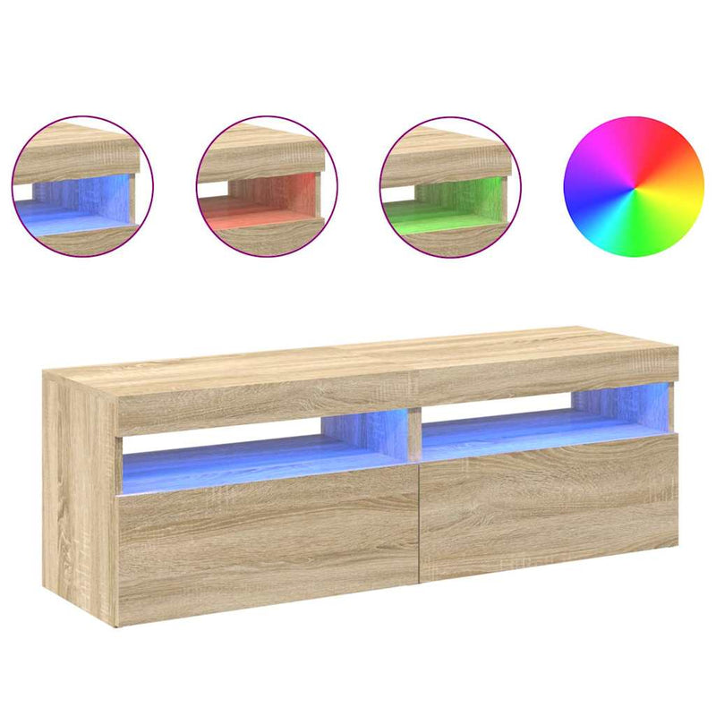 Comode TV cu lumini LED, 2 buc., stejar Sonoma, 60x35x40 cm