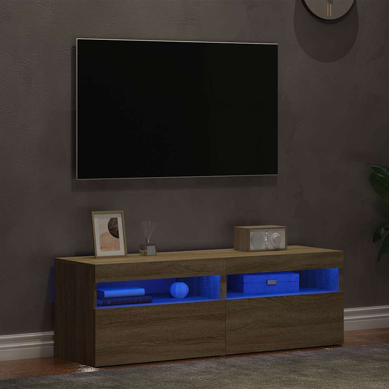 Comode TV cu lumini LED, 2 buc., stejar Sonoma, 60x35x40 cm
