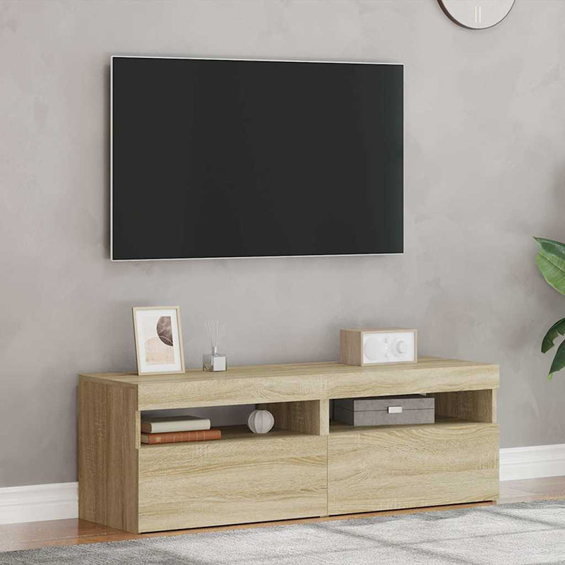 Comode TV cu lumini LED, 2 buc., stejar Sonoma, 60x35x40 cm
