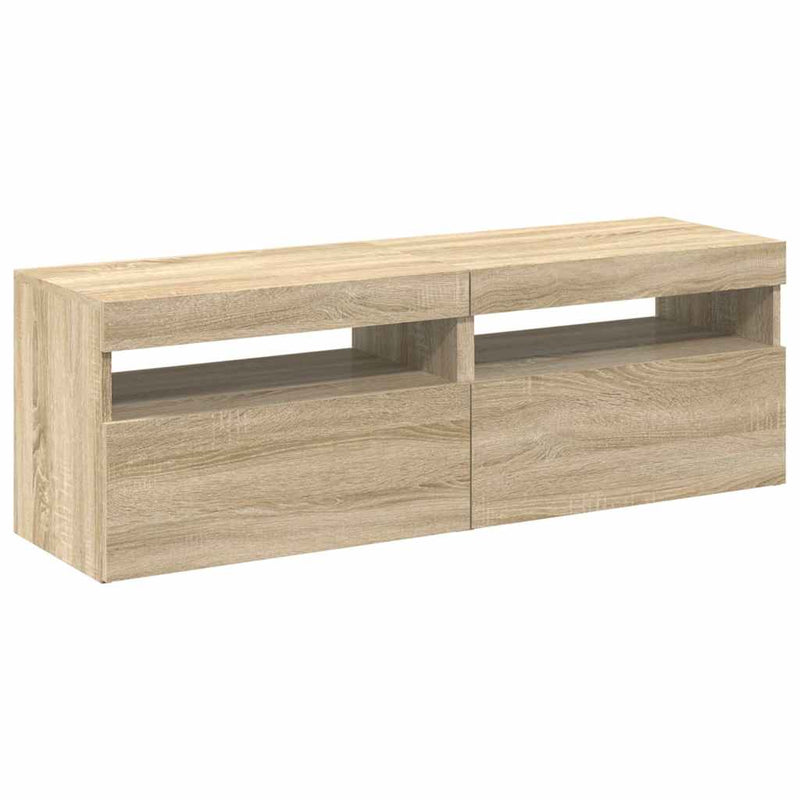 Comode TV cu lumini LED, 2 buc., stejar Sonoma, 60x35x40 cm