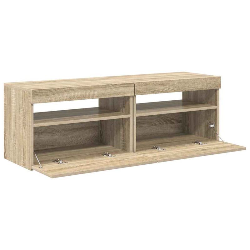 Comode TV cu lumini LED, 2 buc., stejar Sonoma, 60x35x40 cm