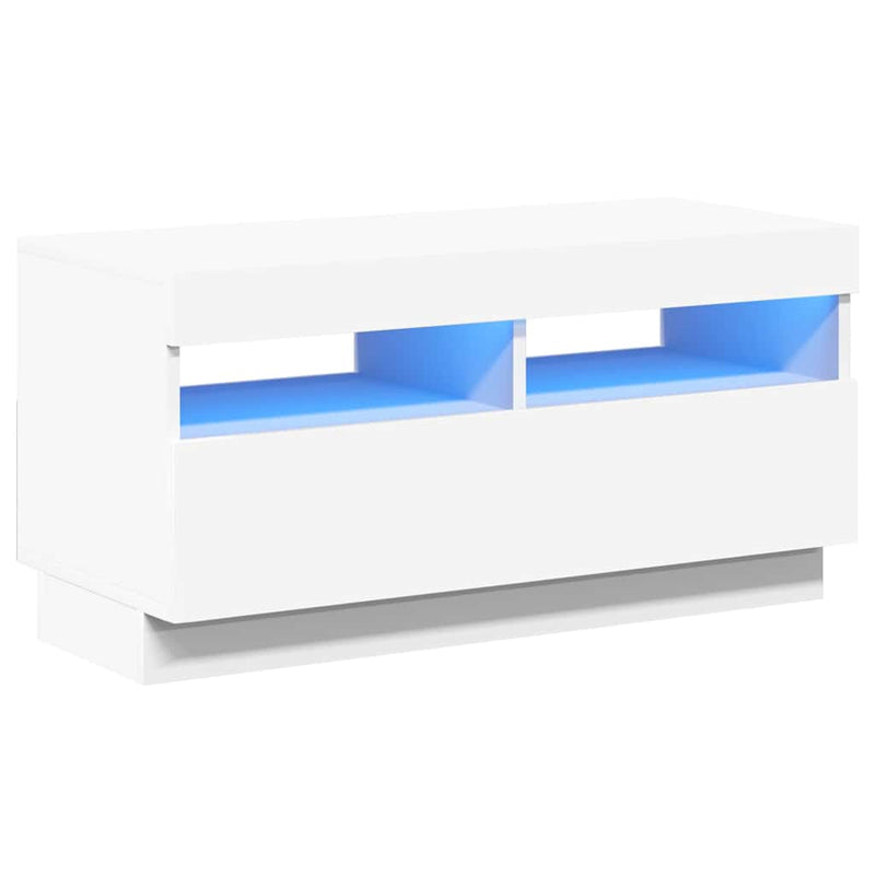 Comodă TV cu lumini LED, alb, 80x35x40 cm
