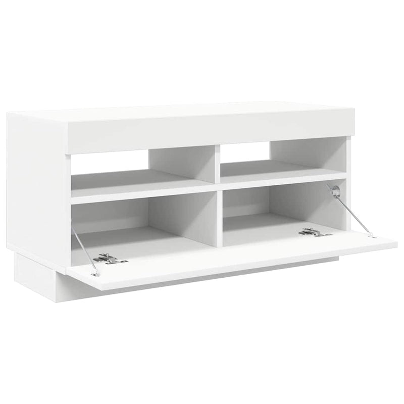 Comodă TV cu lumini LED, alb, 80x35x40 cm