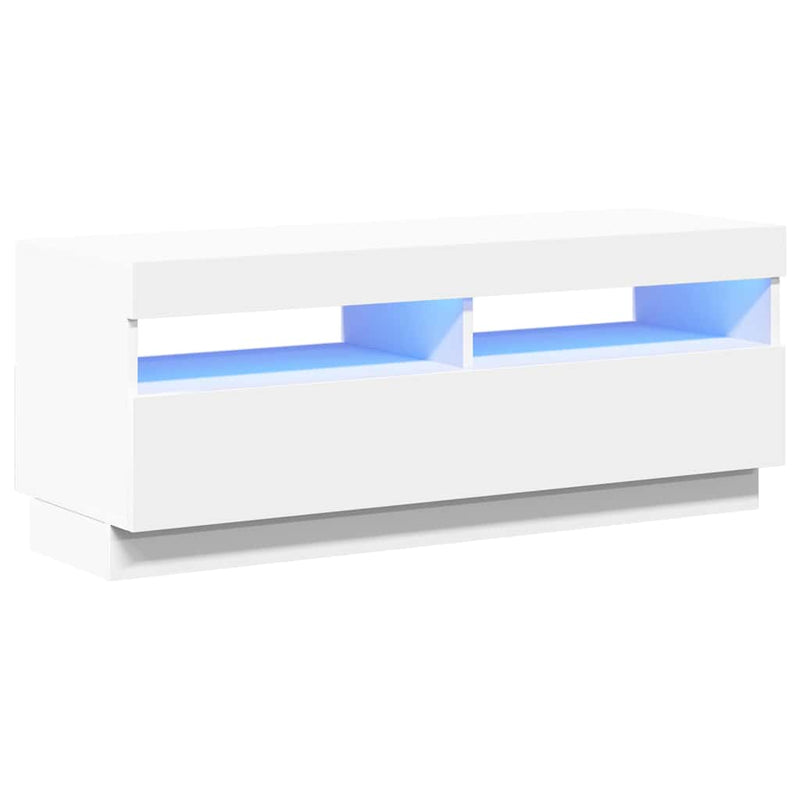 Comodă TV cu lumini LED, alb, 100x35x40 cm