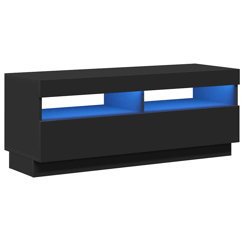 Comodă TV cu lumini LED, negru, 100x35x40 cm