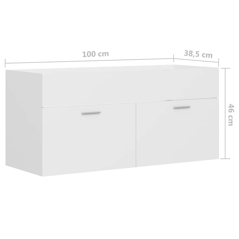 Dulap pentru chiuvetă, alb, 100x38,5x46 cm, PAL