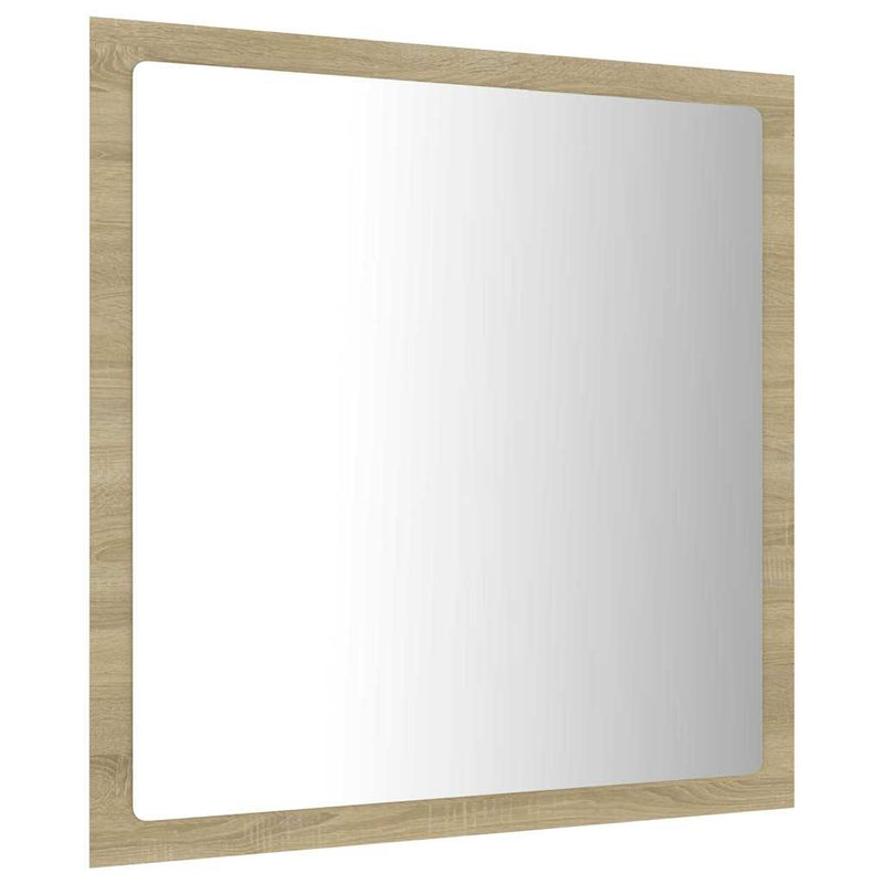 Oglindă de baie cu LED, stejar sonoma, 40x8,5x37 cm, acril