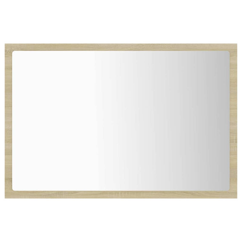Oglindă de baie cu LED, stejar sonoma, 60x8,5x37 cm, acril