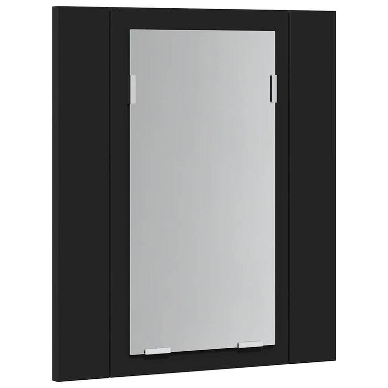 Dulap de baie cu oglindă & LED, negru, 40x12x45 cm, acril