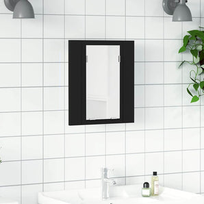 Dulap de baie cu oglindă & LED, negru, 40x12x45 cm, acril