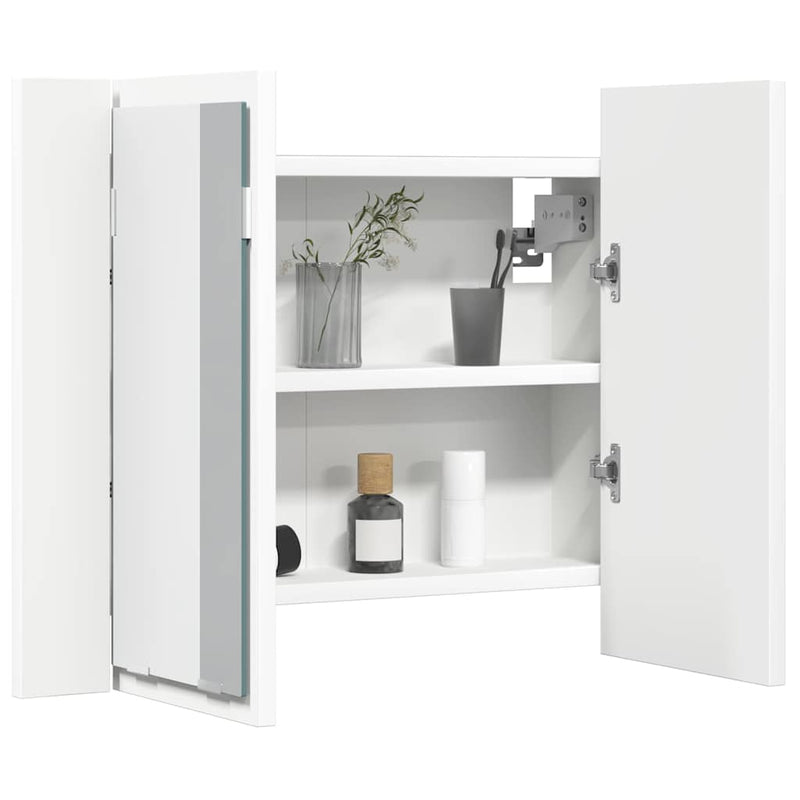 Dulap de baie cu oglindă și LED, alb, 60x12x45 cm acril