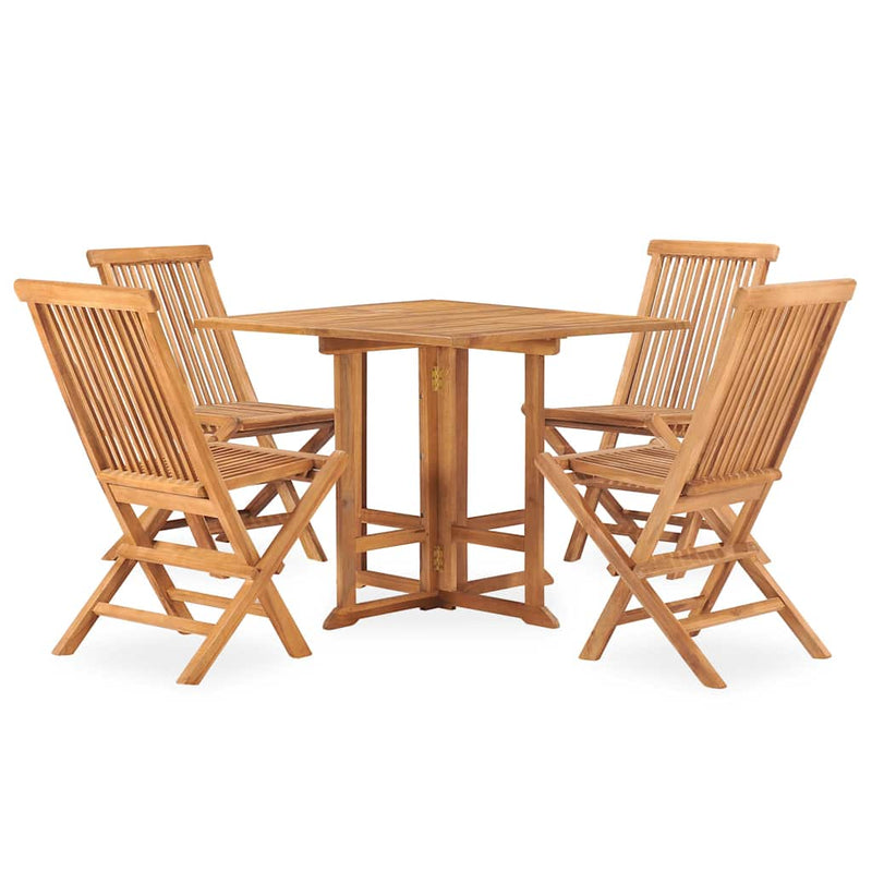Set mobilier de exterior pliabil, 5 piese, lemn masiv de tec