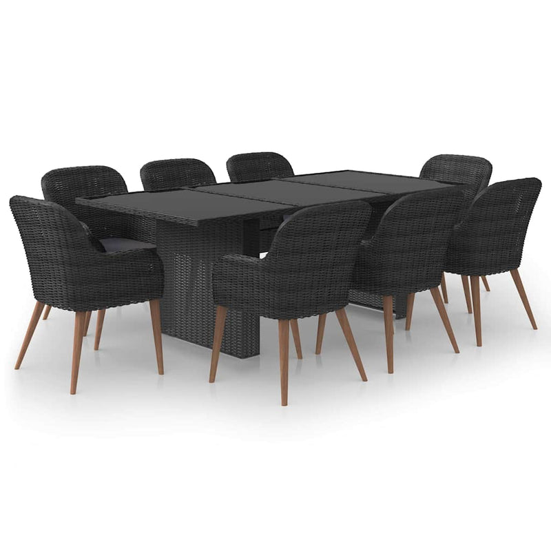 Set mobilier de grădină, 9 piese, poliratan