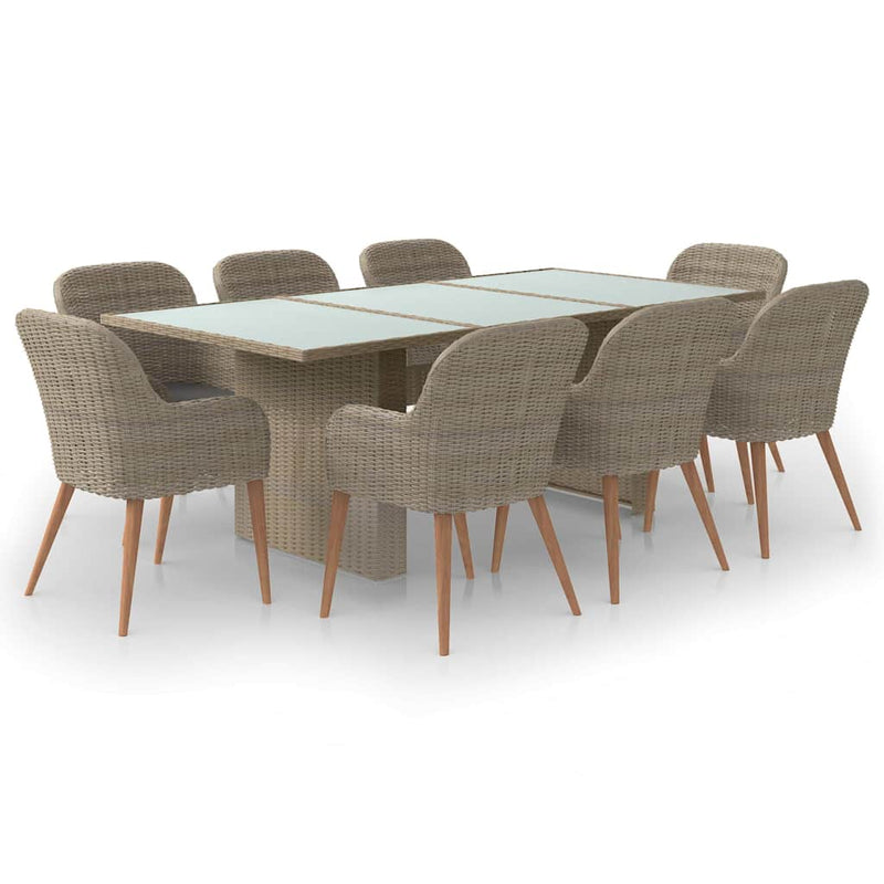 Set mobilier de grădină, 9 piese, poliratan