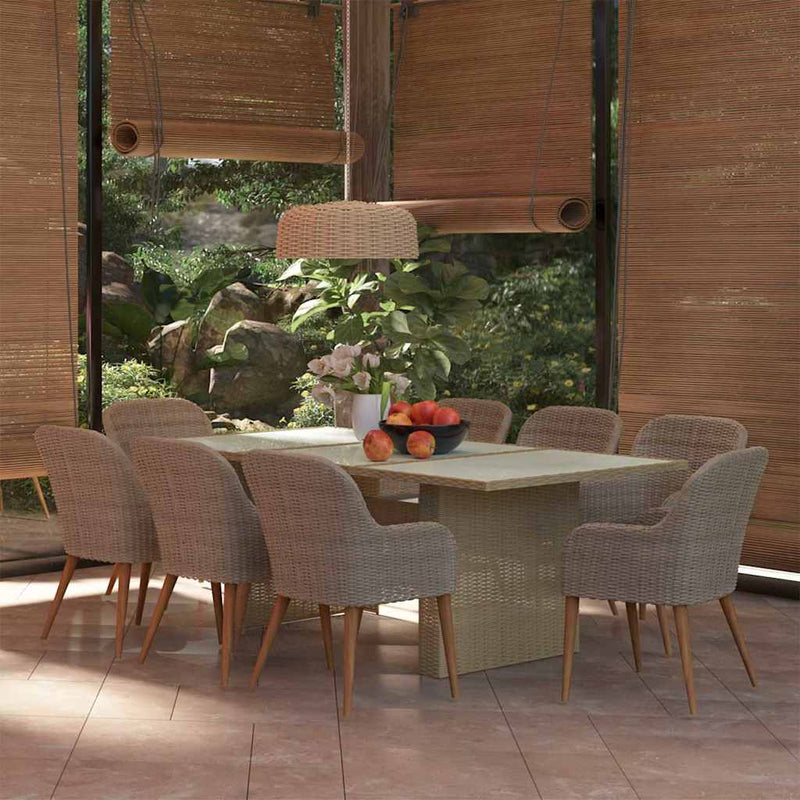 Set mobilier de grădină, 9 piese, poliratan