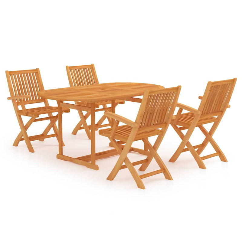 Set de masă pentru grădină, 5 piese, lemn masiv de tec