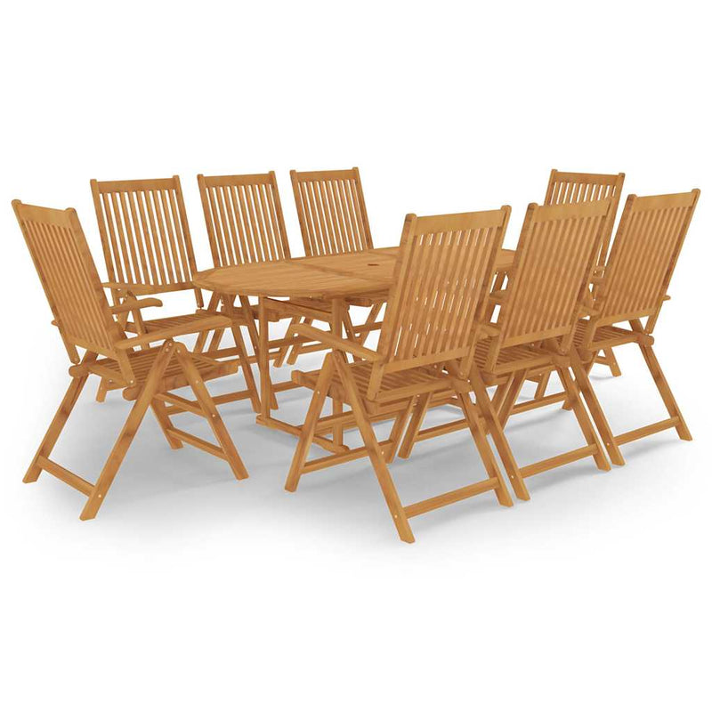 Set mobilier de grădină, 9 piese, lemn masiv de tec