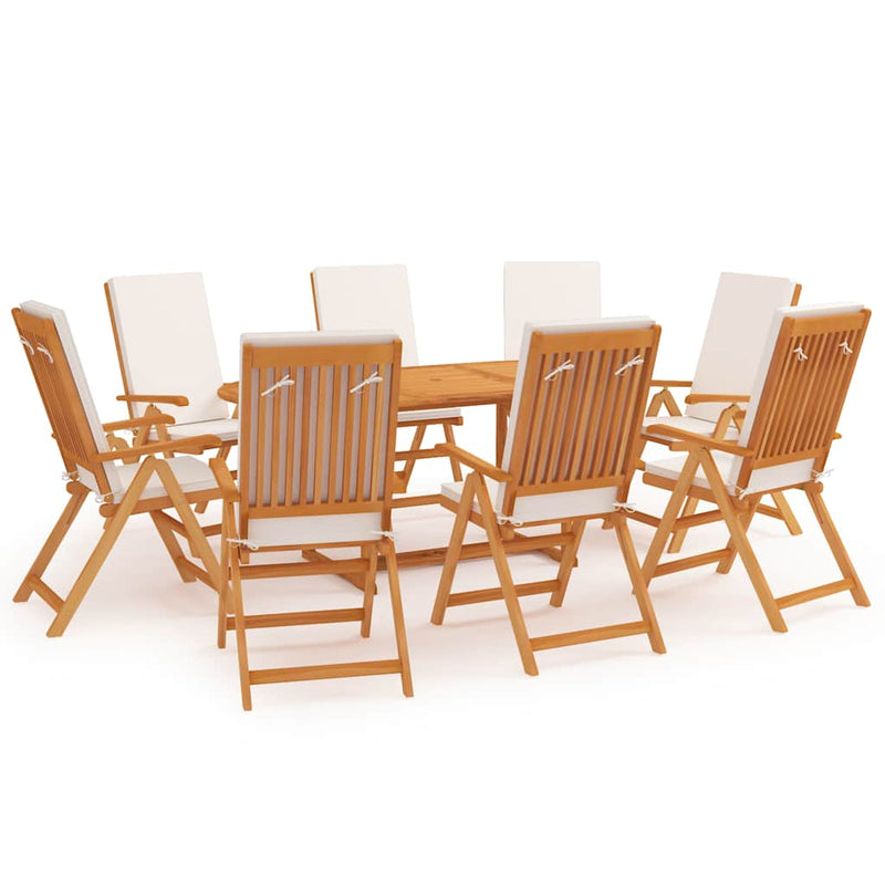 Set mobilier de grădină cu perne, 9 piese, lemn masiv tec
