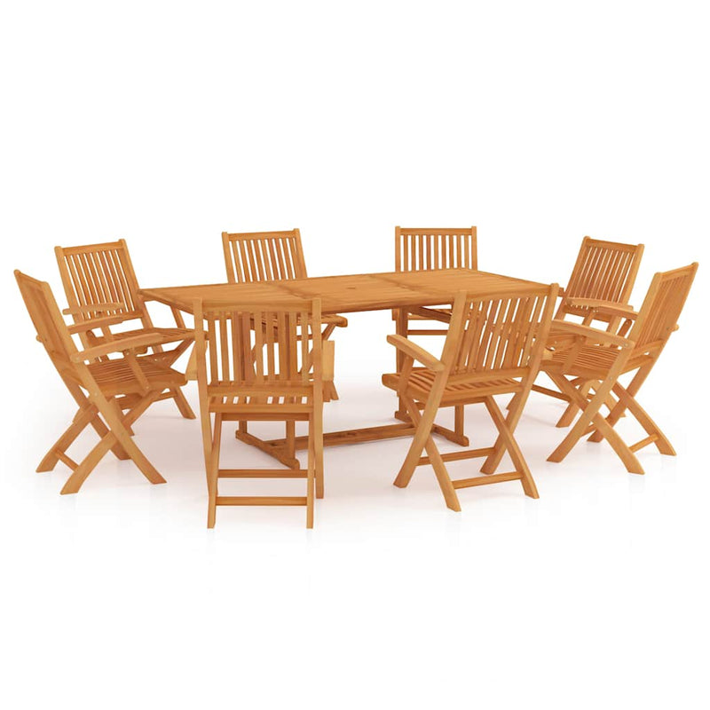Set mobilier de grădină, 9 piese, lemn masiv de tec